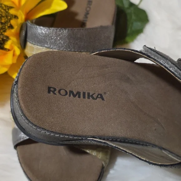 Romika Silver and Gold Leather Comfort Sandals - Picture 2 of 9